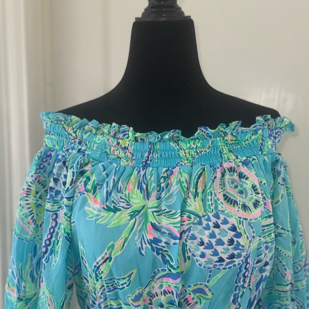 Lilly Pulitzer Turtle szn Louisa off the shoulder Dress Size XS - Picture 12 of 14